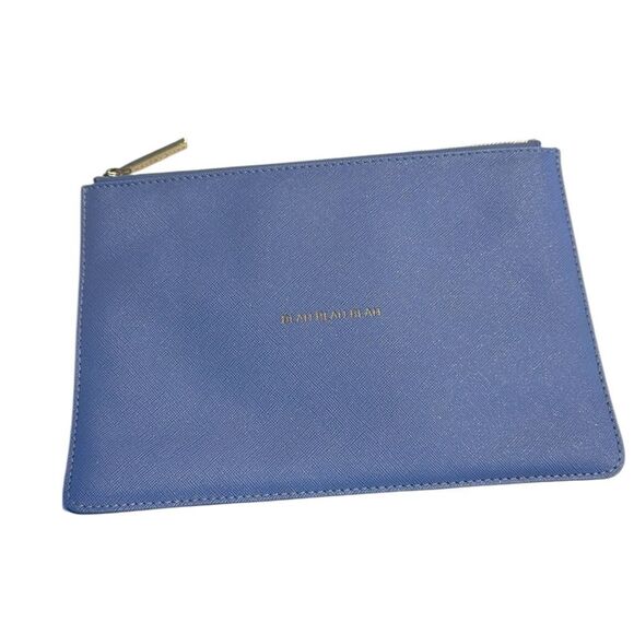 Katie Loxton Blah Blah Blah Pouch Clutch Cornflower Blue - Picture 1 of 11